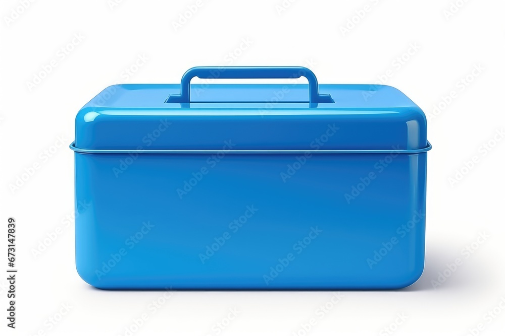 blue lunch box mockup for meal on white background, container for food blue lunch box mockup for meal on white background, container for food