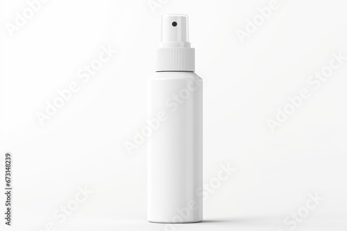 white plastic spray bottle mockup, small liquid container with atomizer pump