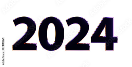 2024 plakative metallische schwarze 3D-Schrift, Jahreszahl, Kalender, Perspektive, Nummer, Jubiläum, Neujahr, Jahreswechsel, Freisteller, Alphakanal
 photo
