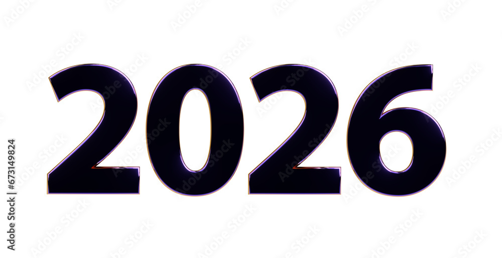  Foto zu 2026 plakative metallische schwarz goldene 3D-Schrift, Jahreszahl 