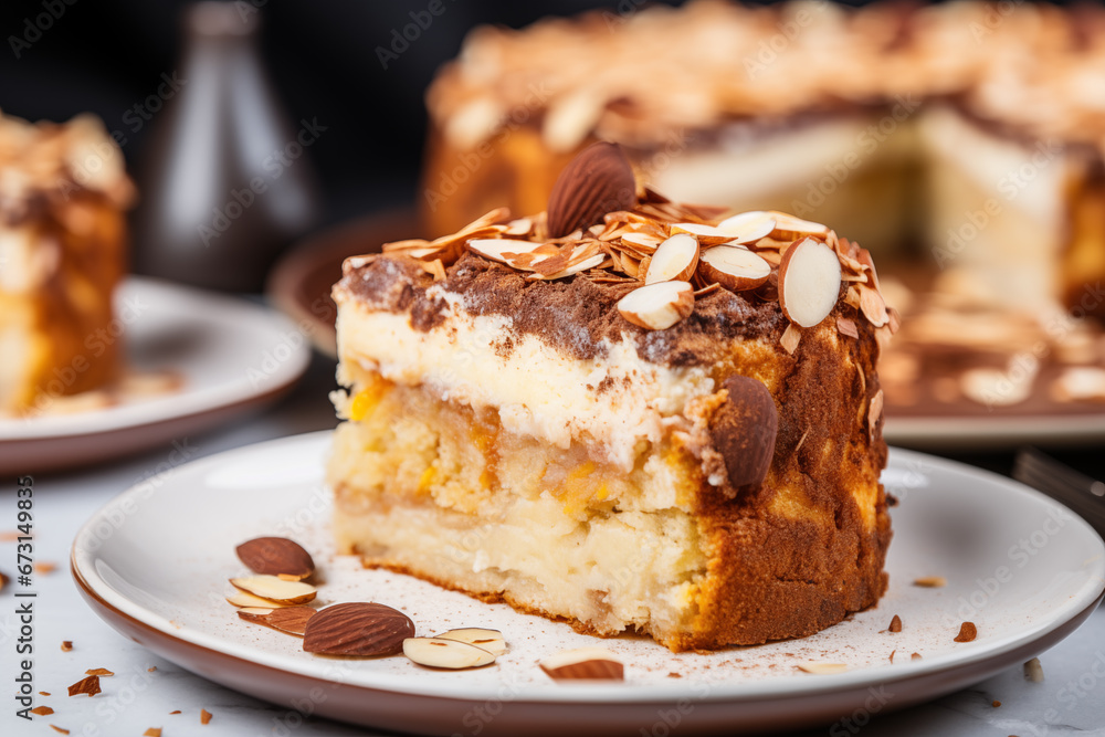 Bee Sting Layered Cake with Almonds and Creamy Filling Bee Sting Layered Cake with Almonds and Creamy Filling