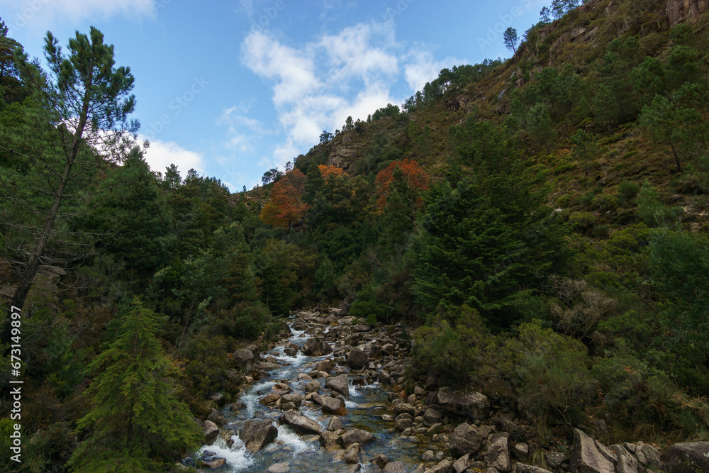 Mountain river Arado with much water during autumn time, Peneda-Geres National Park, Vilar da Veiga, Portugal Mountain river Arado with much water during autumn time, Peneda-Geres National Park, Vilar da Veiga, Portugal