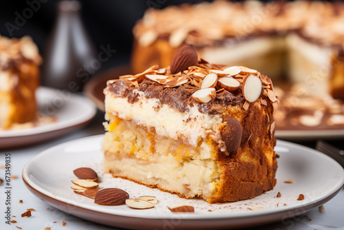 Bee Sting Layered Cake with Almonds and Creamy Filling