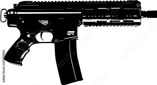 Automatic rifle Firearm weapon Isolated set vector silhouette.