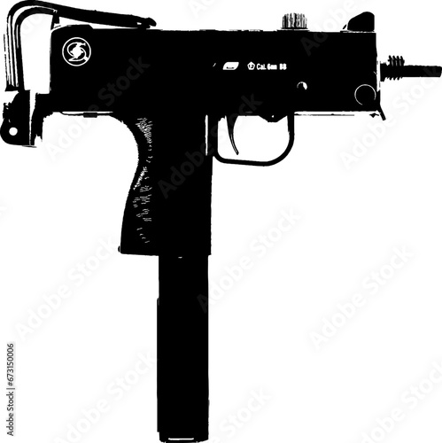 Automatic rifle Firearm weapon Isolated set vector silhouette.