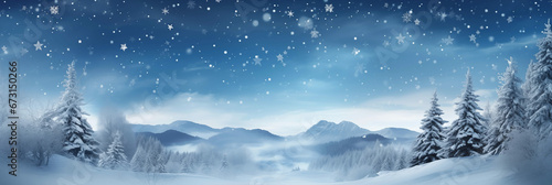 Festive Christmas winter horizontal banner, background for design, splash screen, header © Tata Che