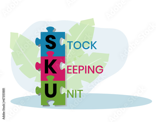 SKU - Stock Keeping Unit acronym. business concept background. vector illustration concept with keywords and icons. lettering illustration with icons for web banner, flyer, landing page