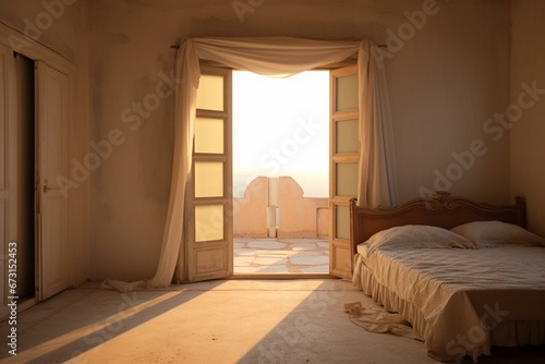 Open bedroom door. Generative AI © Solana