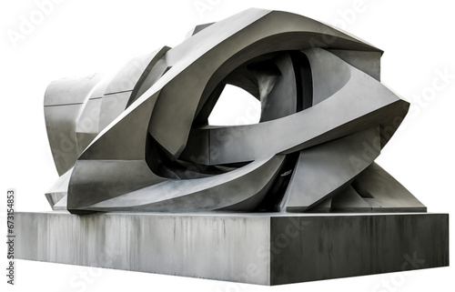 Contemporary concrete sculpture isolated and transparent png