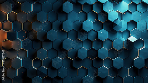 Abstract technological blue hexagonal background. 3d rendering, Abstract futuristic luxurious digital geometric technology hexagon background banner illustration 3d, blue pattern, honey