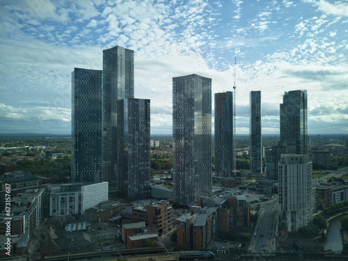 Fototapet Skyscraper cluster at Deansgate Square, Manchester including Deansgate Square Ea