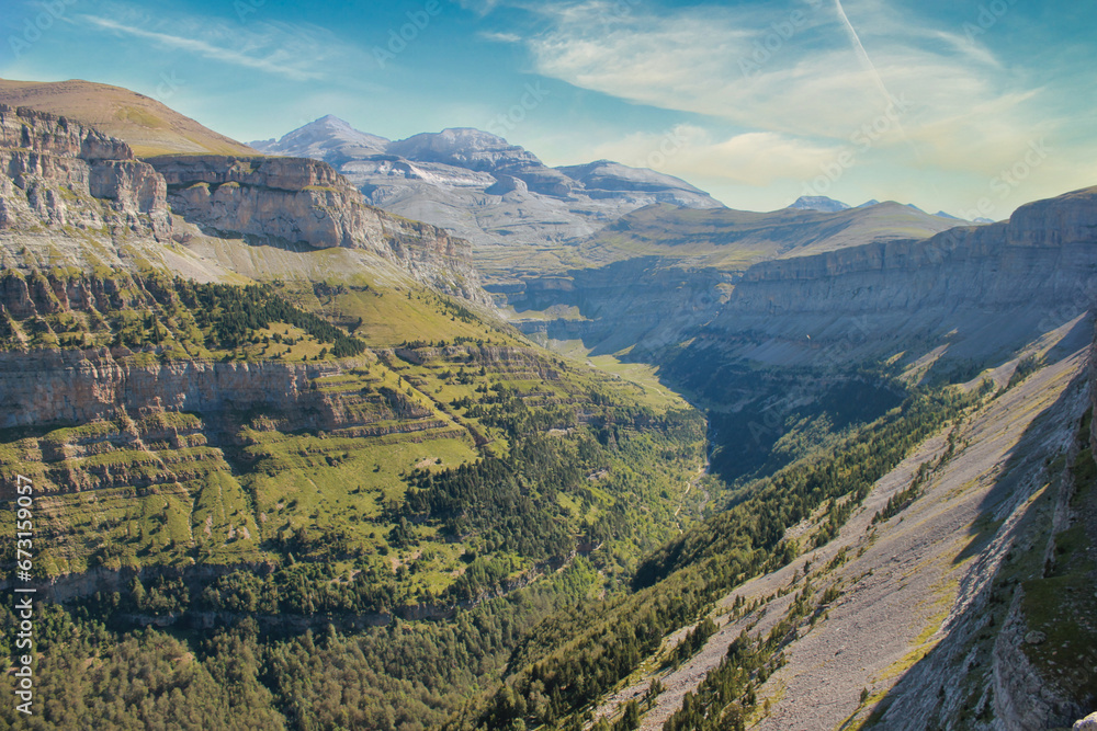 Ordesa and Monte Perdido National Park. The valleys of this National Park are lush forests. From the heights several viewpoints show us impressive landscapes
