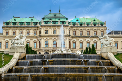Ornate fountain of the Upper Belvedere Palace in Austria, Vienna
