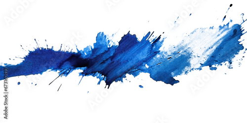 blue paint brush strokes in watercolor isolated against transparent 