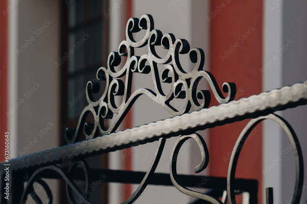 decorative ornament on a metal fence decorative ornament on a metal fence