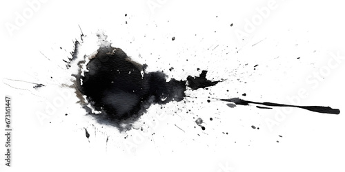 black paint brush strokes in watercolor isolated against transparent