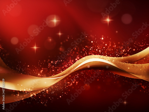 Abstract, Christmas elegant Red and gold background with waves