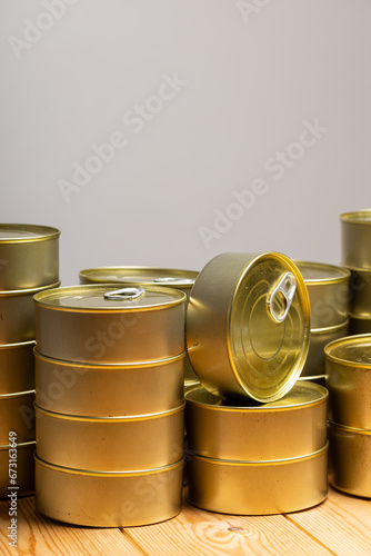 canned beef meat in metal can canning food
