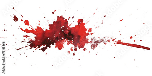 red and black paint brush strokes in watercolor isolated against transparent