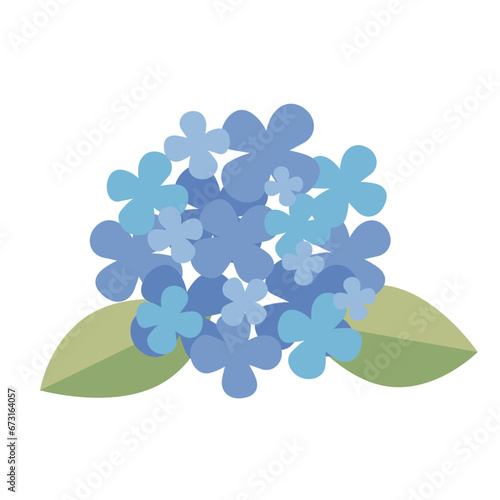 水色の紫陽花の挿し絵　フラット