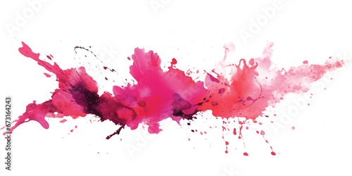 pink paint brush strokes in watercolor isolated against transparent photo