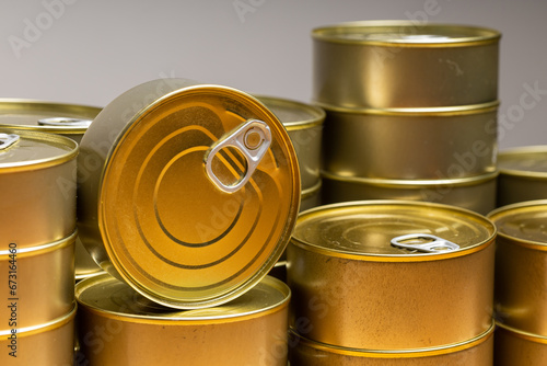 canned beef meat in metal can canning food