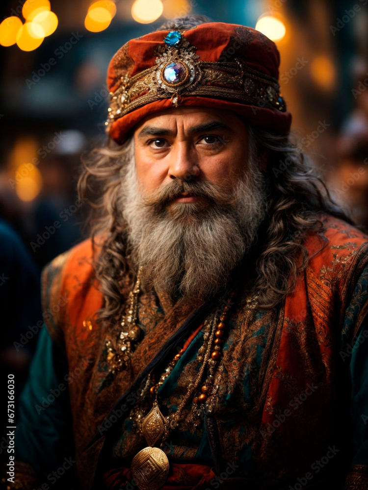 A dwarf wizard with a gray borog and a languid look. Generative AI A dwarf wizard with a gray borog and a languid look. Generative AI