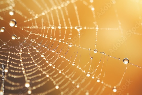 Spider web covered in dewdrops, Generative AI © AIExplosion