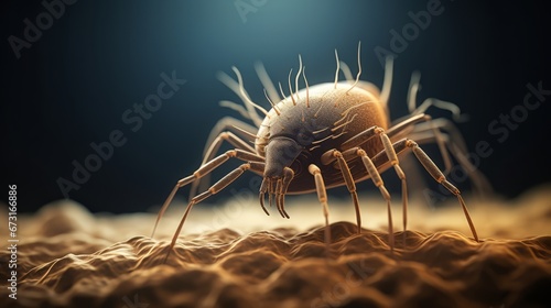 Microscopic view of a dust mite, Generative AI photo
