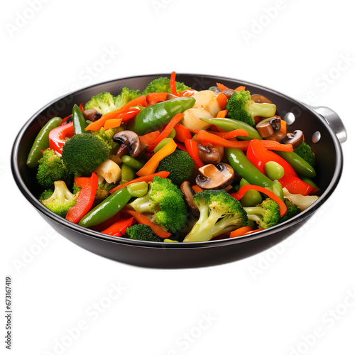 Vegetables in a stir-fry isolated on transparent or white background, png