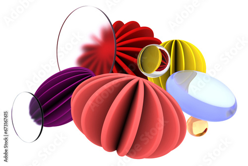 Принти на полотні 3D illustration of a set of abstract spherical shapes