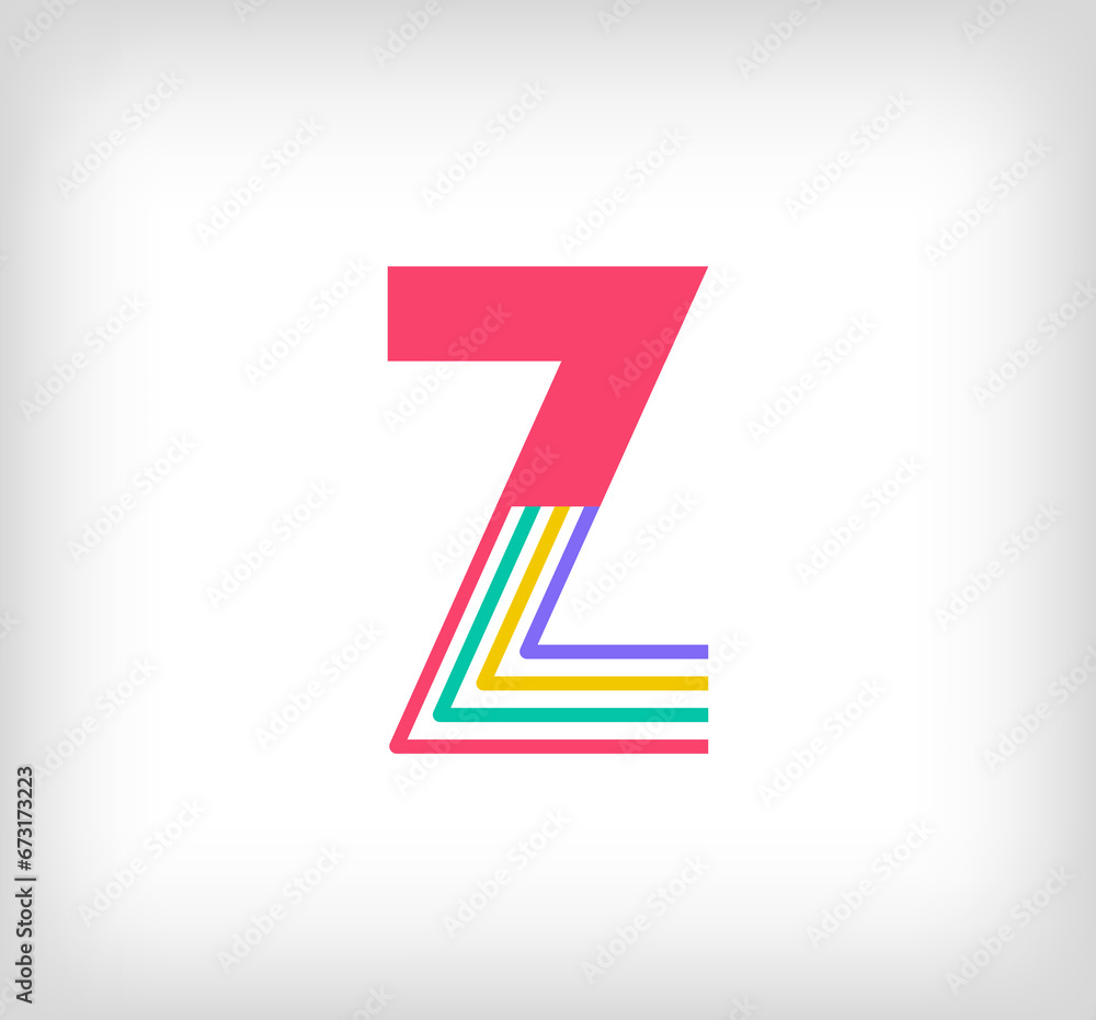 Creative ethnic letter Z multicolored linear logo. Modern writing lines with new culture colors. Font alphabet template. Creative education geometric.vector