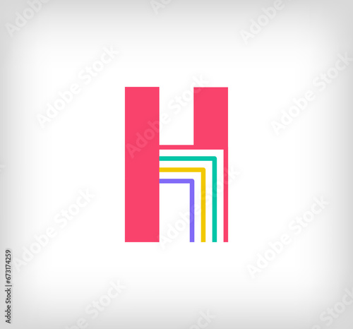 Creative ethnic letter H multicolored linear logo. Modern writing lines with new culture colors. Font alphabet template. Creative education geometric.vector © Zeybart