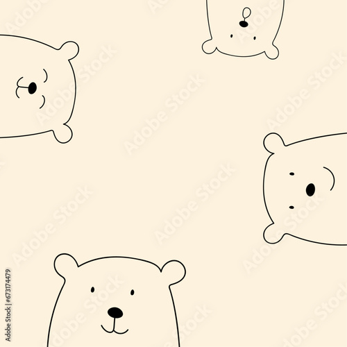Polar bear for a children's room. Set of cartoon animals. Children's template. Seamless backgrounds. Baby backgrounds for scrapbooks. Vector illustration. Printable minimalist nursery art ideas.