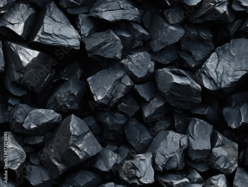 Black coal, closeup detail. Seamless tileable background pattern. Generative AI