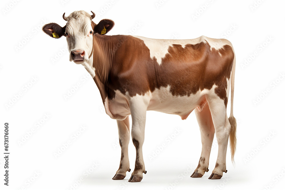 Cow, Cow With Horns, Cow Isolated In White, Cow In White Background