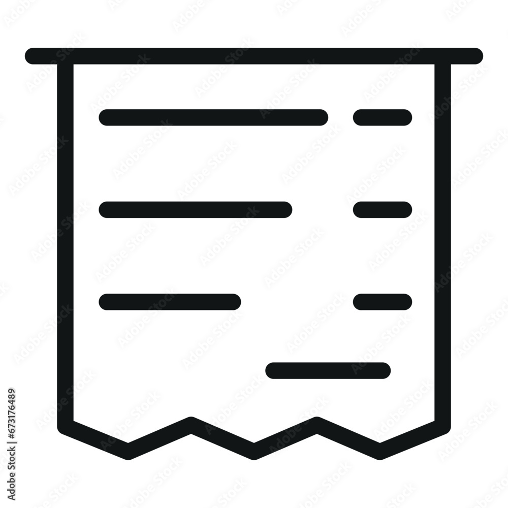 Paper check, receipt outline vector icon, linear style sign isolated on white background. Editable stroke design Paper check, receipt outline vector icon, linear style sign isolated on white background. Editable stroke design