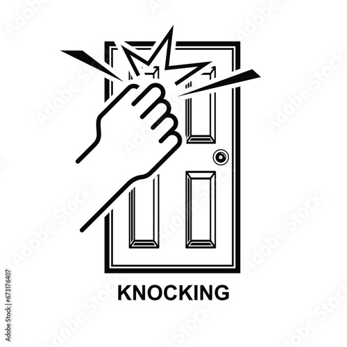 Knocker icon. Hand knocking on the door  isolated on background vector illustration.