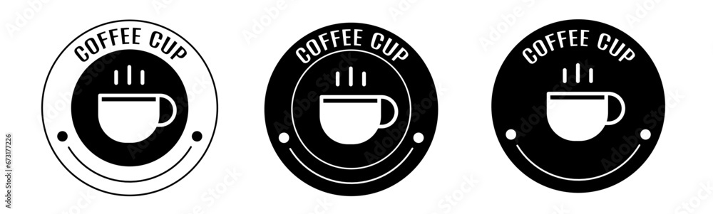 Black and white illustration of coffee cup icon in flat. Stock vector. Black and white illustration of coffee cup icon in flat. Stock vector.