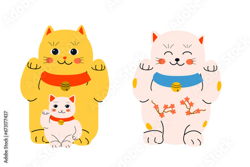 oriental neko cats figurine as symbol wealth