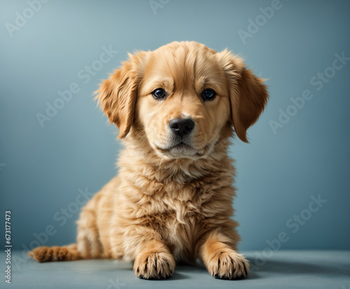 golden retriever puppy isolated on blue