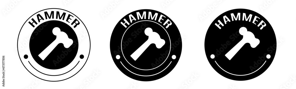 Black and white illustration of hammer icon in flat. Stock vector. Black and white illustration of hammer icon in flat. Stock vector.