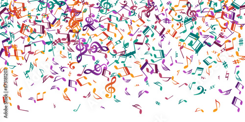 Musical note icons vector backdrop. Song notation