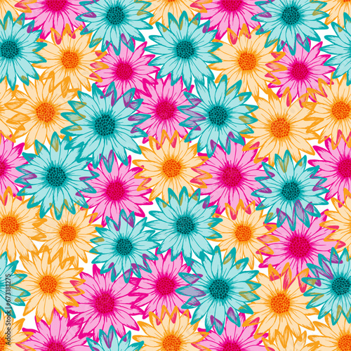 African daisy naive vector repeat rapport. Sunflower bloom with