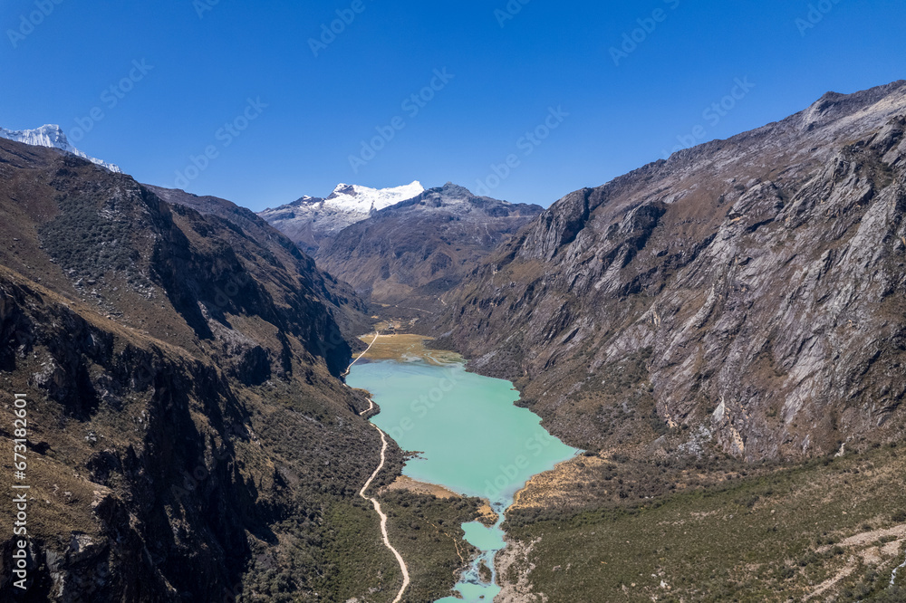 Aerial view of the Llanganuco Lagoon, Ancash. Aerial view of the Llanganuco Lagoon, Ancash.