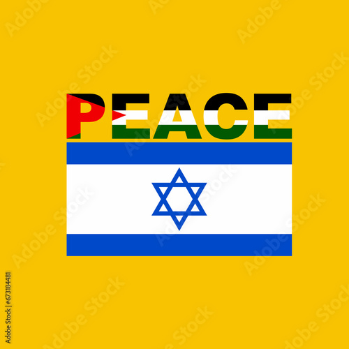 Peace word design with Palestinian and Israeli flags