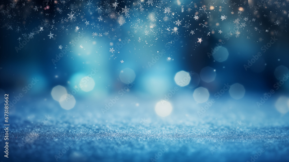 Naklejka premium snowflakes falling gently on blue winter background