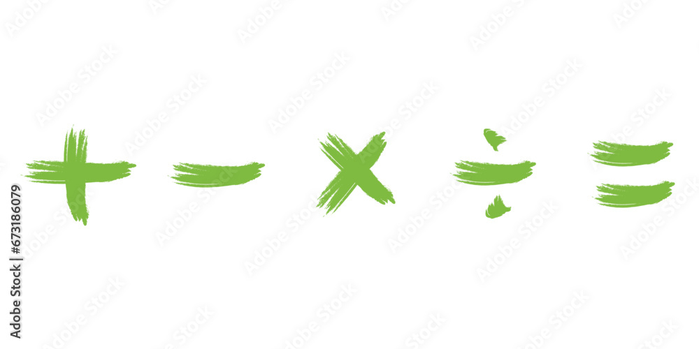 Mathematical symbol brush. Plus, minus, multiplication, division and ...
