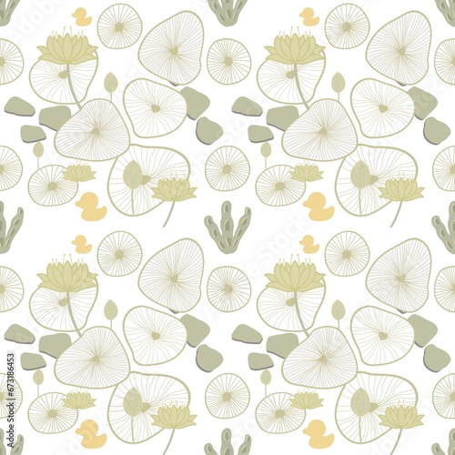 Lotus seamless fabric pattern. Fabric design with simple flowers  floral repeated ditsy pattern for fabric  wallpaper or wrap paper