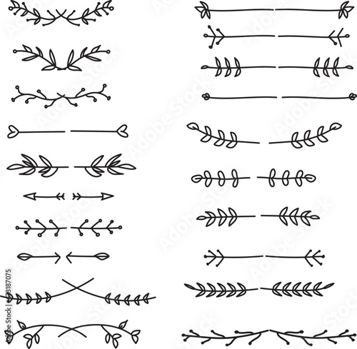Hand drawn ornament divider collection, hand drawn clipart, borders clipart design element, doodle dividers, hand drawn line borders, leaf design, vintage ornaments, decorament element